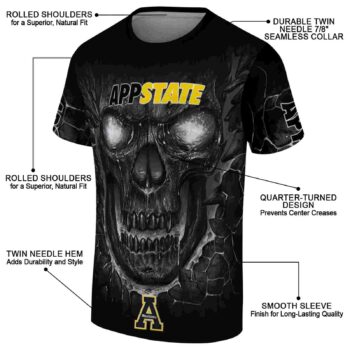 Appalachian State Mountaineers Fiery Skull Black T-Shirt
