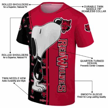 Arkansas State Red Wolves Snoopy Graphic Scarlet T-Shirt
