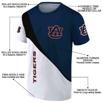 Auburn Tigers Abstract Curve Navy Blue White T-Shirt