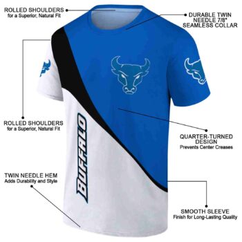 Buffalo Bulls Abstract Curve Royal Blue White T-Shirt