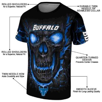 Buffalo Bulls Fiery Skull Royal Blue Black T-Shirt