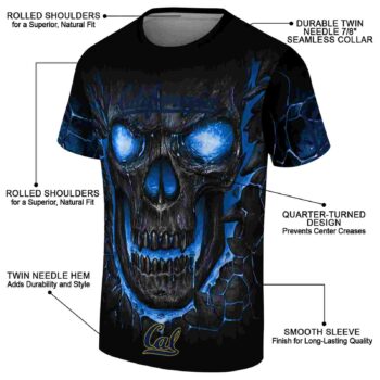 California Golden Bears Fiery Skull Blue Black T-Shirt