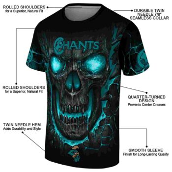 Coastal Carolina Chanticleers Fiery Skull Green Black T-Shirt