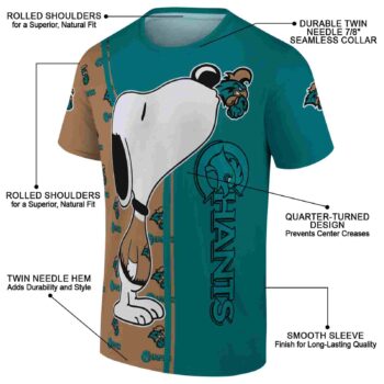 Coastal Carolina Chanticleers Snoopy Graphic Green T-Shirt