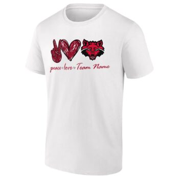 Custom Arkansas State Red Wolves Peace Love T-Shirt