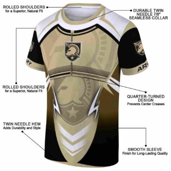 Custom Army Black Knights Futuristic Armor Gold Black White T-Shirt