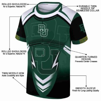 Custom Baylor Bears Futuristic Armor Green Black White T-Shirt