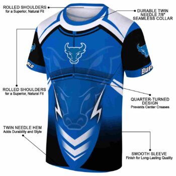 Custom Buffalo Bulls Futuristic Armor Royal Blue Black White T-Shirt