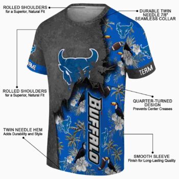 Custom Buffalo Bulls Tropical Scene Blue T-Shirt
