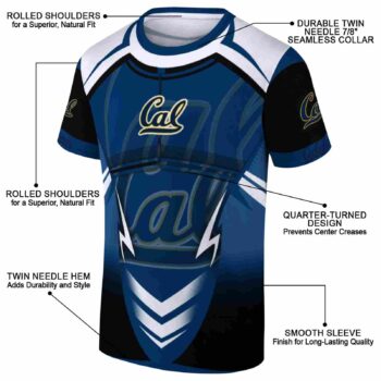 Custom California Golden Bears Futuristic Armor Blue Black White T-Shirt