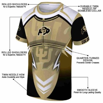 Custom Colorado Buffaloes Futuristic Armor Gold Black White T-Shirt
