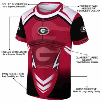 Custom Georgia Bulldogs Futuristic Armor Red Black White T-Shirt