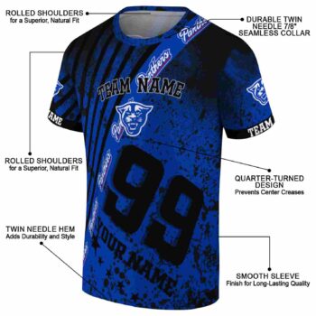 Custom Georgia State Panthers Splatter Art Blue Black T-Shirt