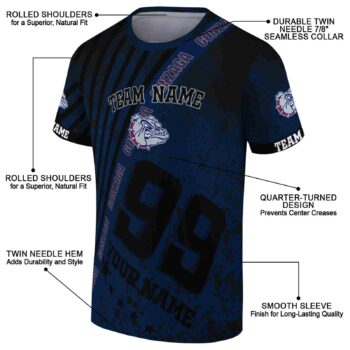 Custom Gonzaga Bulldogs Splatter Art Blue Black T-Shirt