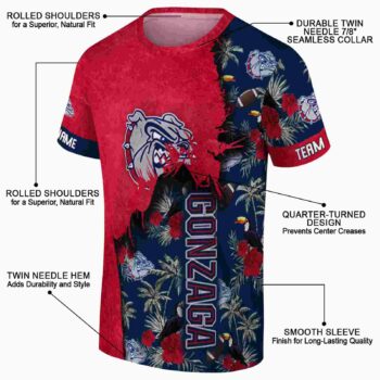 Custom Houston Cougars Tropical Scene Red T-Shirt