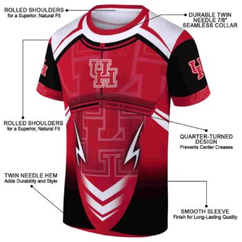 Custom Houston Cougars Futuristic Armor Red Black White T-Shirt