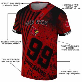 Custom Louisville Cardinals Splatter Art Red Black T-Shirt