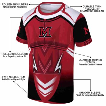 Custom Miami RedHawks Futuristic Armor Red Black White T-Shirt