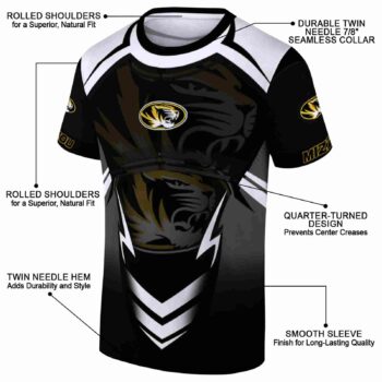 Custom Missouri Tigers Futuristic Armor Black White T-Shirt