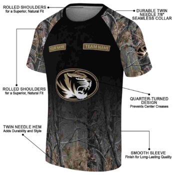 Custom Missouri Tigers Tree Branches Black T-Shirt