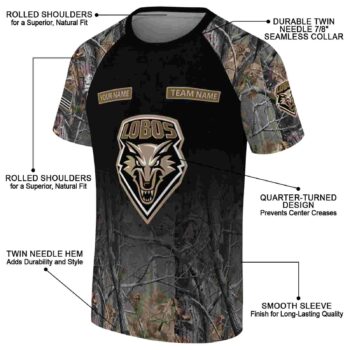 Custom New Mexico Lobos Tree Branches Black T-Shirt