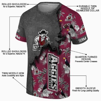 Custom New Mexico State Aggies Tropical Scene Burgundy T-Shirt