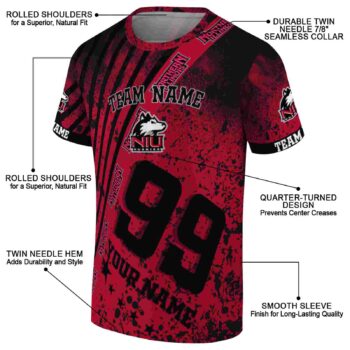 Custom Northern Illinois Huskies Splatter Art Red Black T-Shirt
