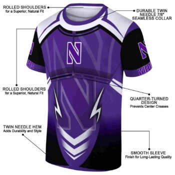 Custom Northwestern Wildcats Futuristic Armor Purple Black White T-Shirt