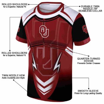 Custom Oklahoma Sooners Futuristic Armor Crimson Black White T-Shirt
