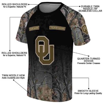 Custom Oklahoma Sooners Tree Branches Black T-Shirt