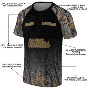 Custom Ole Miss Rebels Tree Branches Black T-Shirt