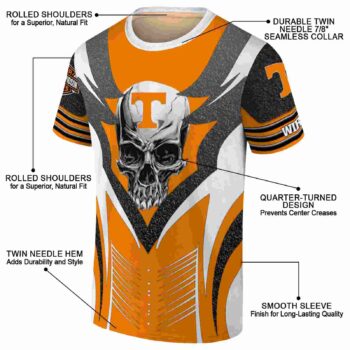 Custom Tennessee Volunteers Skull Emblem Orange White T-Shirt