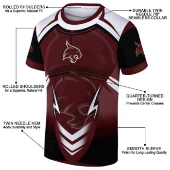 Custom Texas State Bobcats Futuristic Armor Maroon Black White T-Shirt