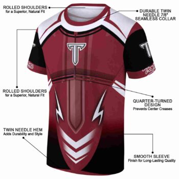 Custom Troy Trojans Futuristic Armor Red Black White T-Shirt
