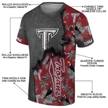 Custom Troy Trojans Tropical Scene Red T-Shirt