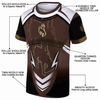 Custom Wyoming Cowboys Futuristic Armor Brown Black White T-Shirt