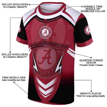 Customized Alabama Crimson Tide Futuristic Armor Crimson Black White T-Shirt