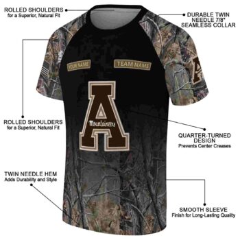 Customized Appalachian State Mountaineers Tree Branches Black T-Shirt