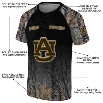 Customized Auburn Tigers Tree Branches Black T-Shirt