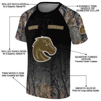 Customized Boise State Broncos Tree Branches Black T-Shirt