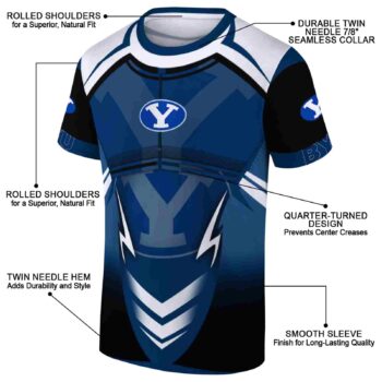 Customized BYU Cougars Futuristic Armor Blue Black White T-Shirt