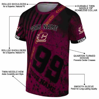 Customized Central Michigan Chippewas Splatter Art Maroon Black T-Shirt