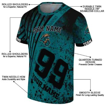 Customized Coastal Carolina Chanticleers Splatter Art Green Black T-Shirt
