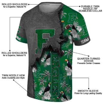 Customized Eastern Michigan Eagles Tropical Scene Green T-Shirt