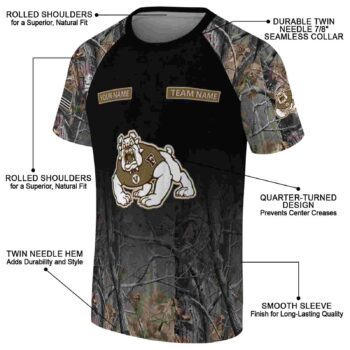 Customized Fresno State Bulldogs Tree Branches Black T-Shirt