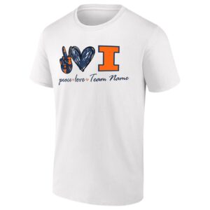 Customized Illinois Fighting Illini Peace Love T-Shirt