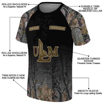 Customized Louisiana-Monroe Warhawks Tree Branches Black T-Shirt