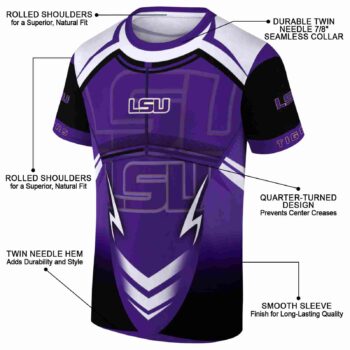 Customized LSU Tigers Futuristic Armor Purple Black White T-Shirt
