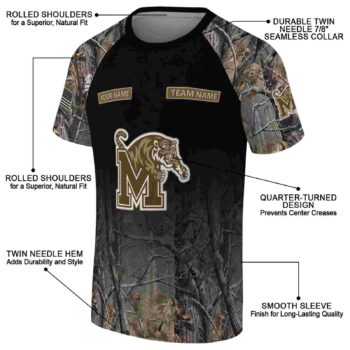 Customized Memphis Tigers Tree Branches Black T-Shirt