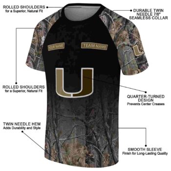 Customized Miami Hurricanes Tree Branches Black T-Shirt